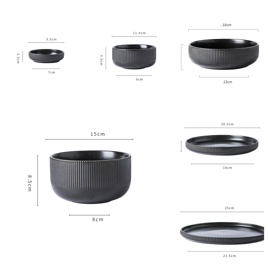 black underglaze rice bowl set of white ceramic table