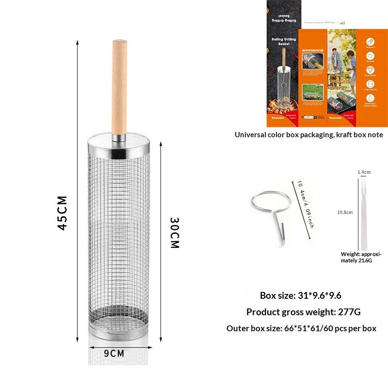 Portable Rotating Round BBQ Grill Tube