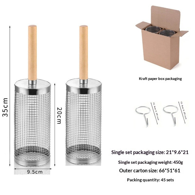 Rotating BBQ Grill Basket Tube