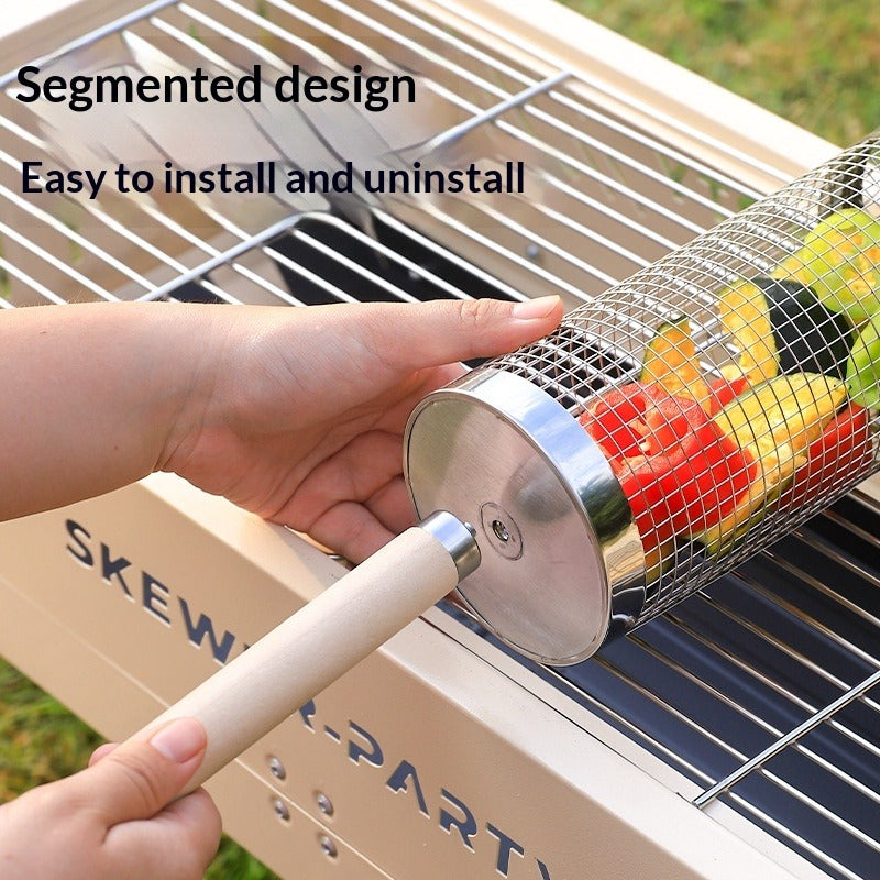 Rotating BBQ Grill Basket Tube