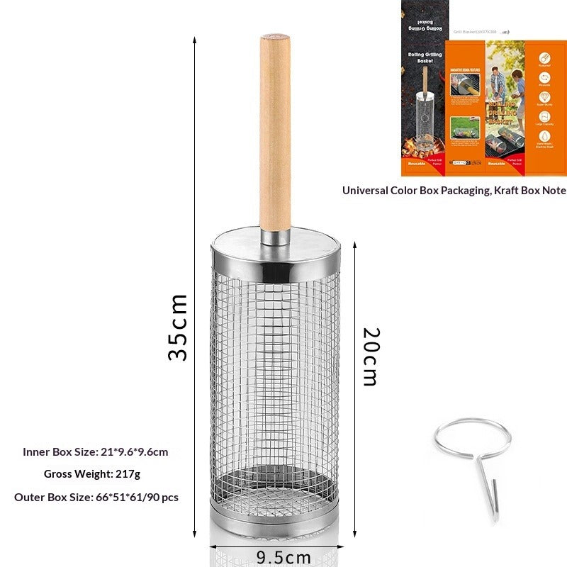 Rotating BBQ Grill Basket Tube