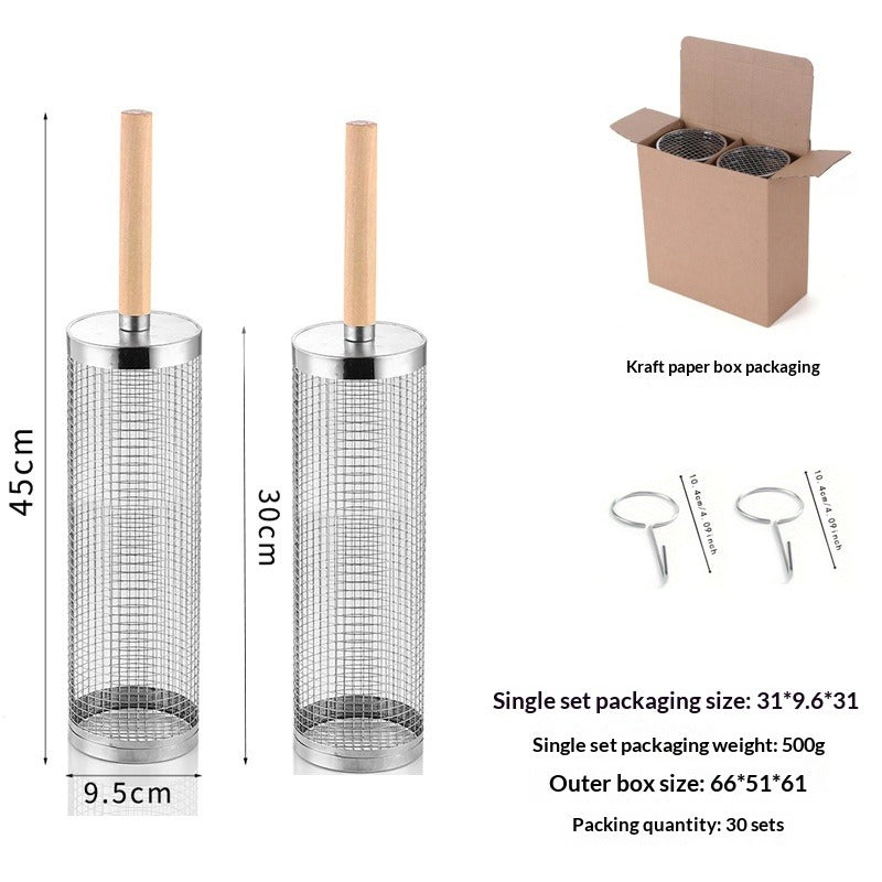 Rotating BBQ Grill Basket Tube