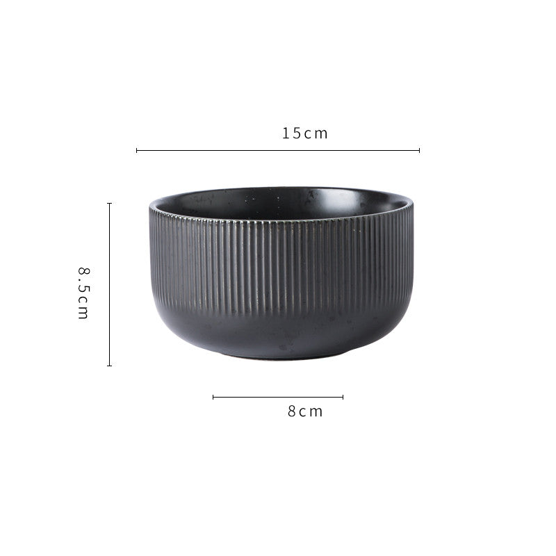 black underglaze rice bowl set of white ceramic table