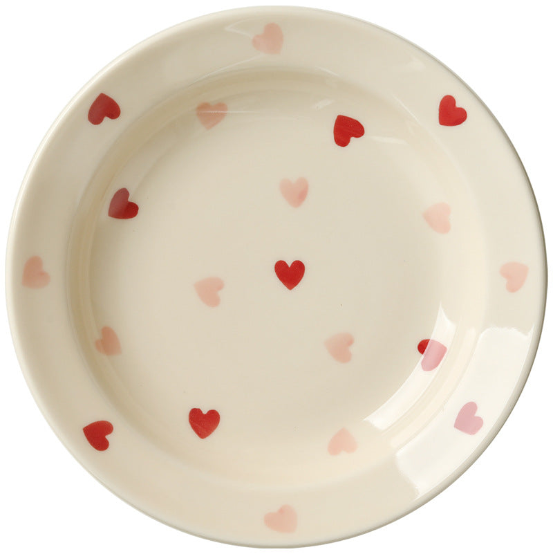heart pattern ceramic dishes set white Japanese tableware