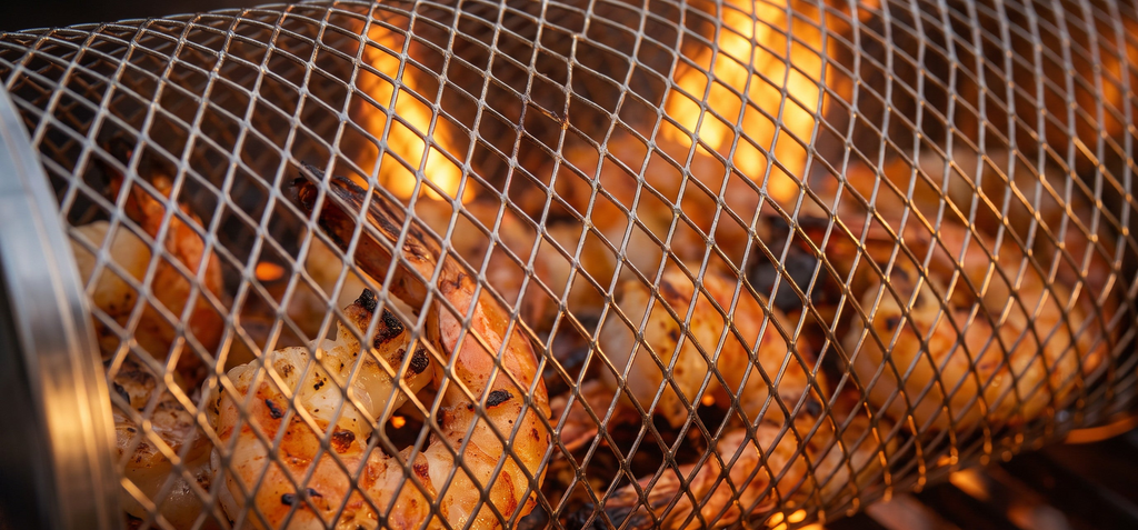 Rotating BBQ Grill Basket Tube