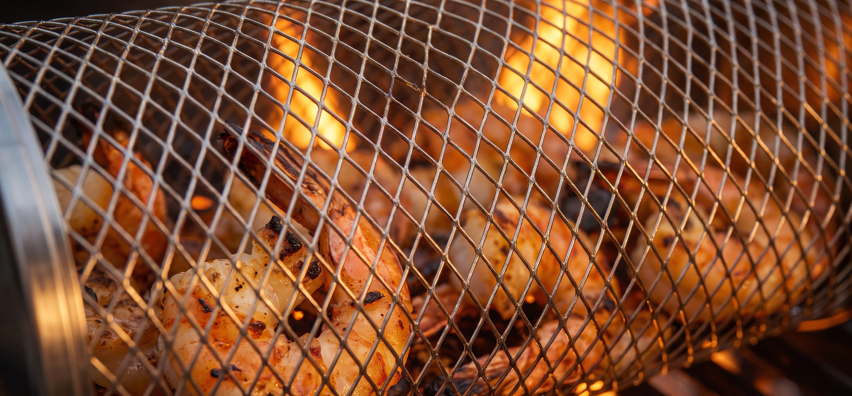 Rotating BBQ Grill Basket Tube