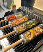 Portable Rotating Round BBQ Grill Tube