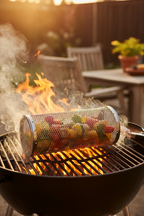 Rotating BBQ Grill Basket Tube