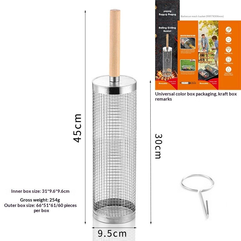 Rotating BBQ Grill Basket Tube