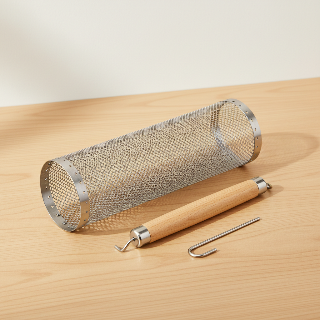 Rotating BBQ Grill Basket Tube