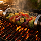 Portable Rotating Round BBQ Grill Tube